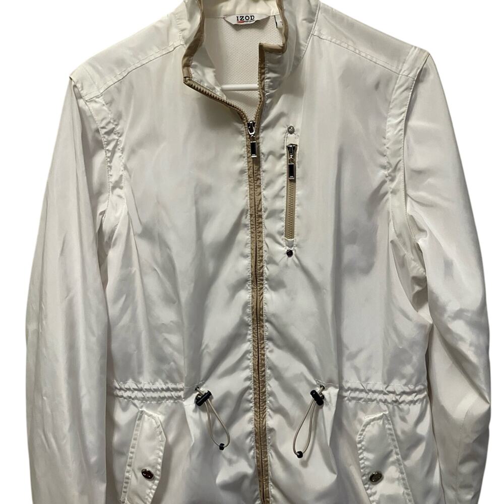 Vintage IZOD Golf Jacket White with Gold accents Ladies L